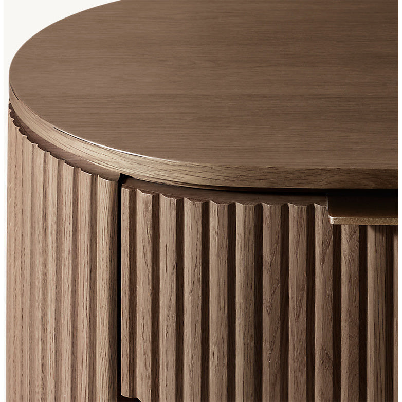 The Aurelio ’Atrium’ Open Nightstand | Solid Fluted Oak & Gallery Tier - Nightstands