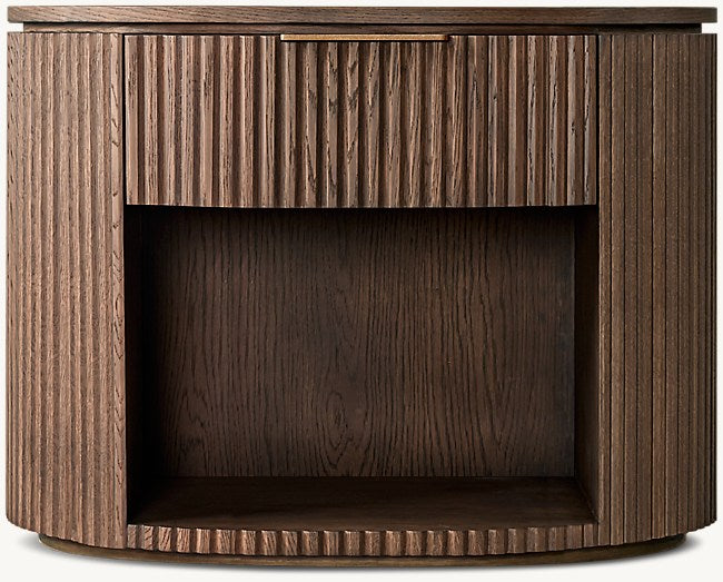 The Aurelio ’Atrium’ Open Nightstand | Solid Fluted Oak & Gallery Tier - Nightstands
