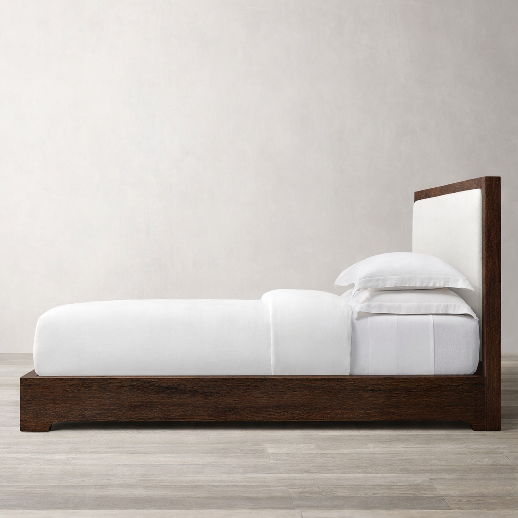 The Borvik Platform Bed | Solid Oak & Walnut Finish