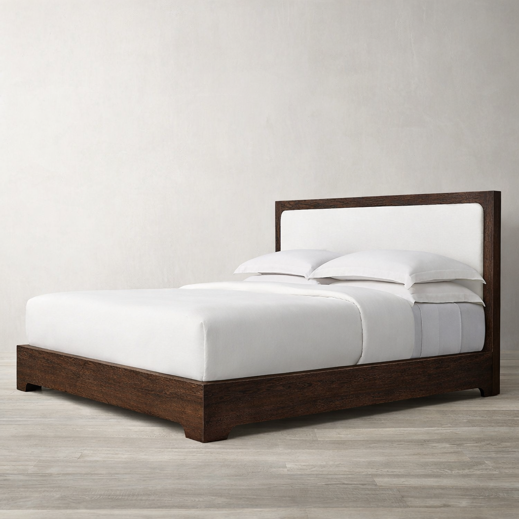 The Borvik Platform Bed | Solid Oak & Walnut Finish