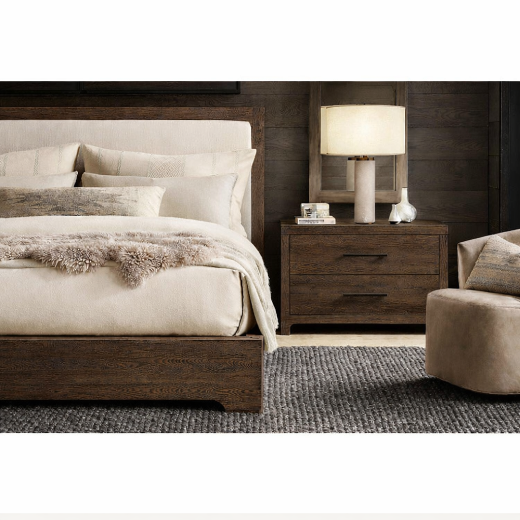 The Borvik Platform Bed | Solid Oak & Walnut Finish