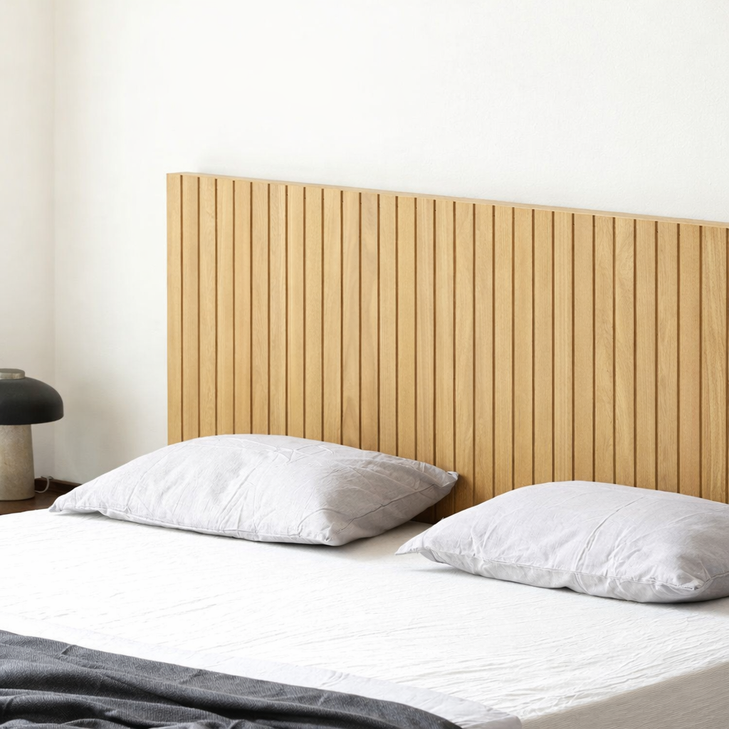 The Kaldr Storage Bed | Natural Oak Slatted Headboard
