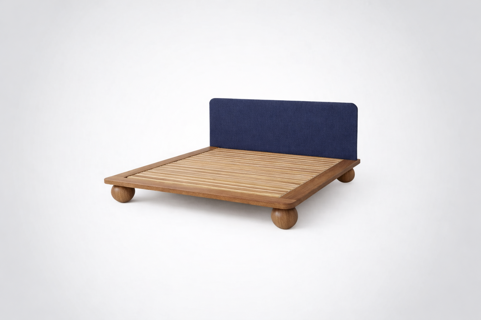 The Kurogane Platform Bed | Solid Natural Oak Upholstered Headboard