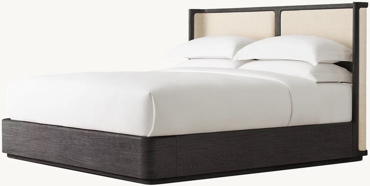 Dark Walnut Fluted Oak Platform Bed | HLMlgd9 - Beds