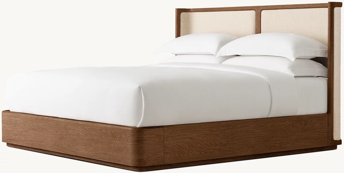 Dark Walnut Fluted Oak Platform Bed | HLMlgd9 - Beds