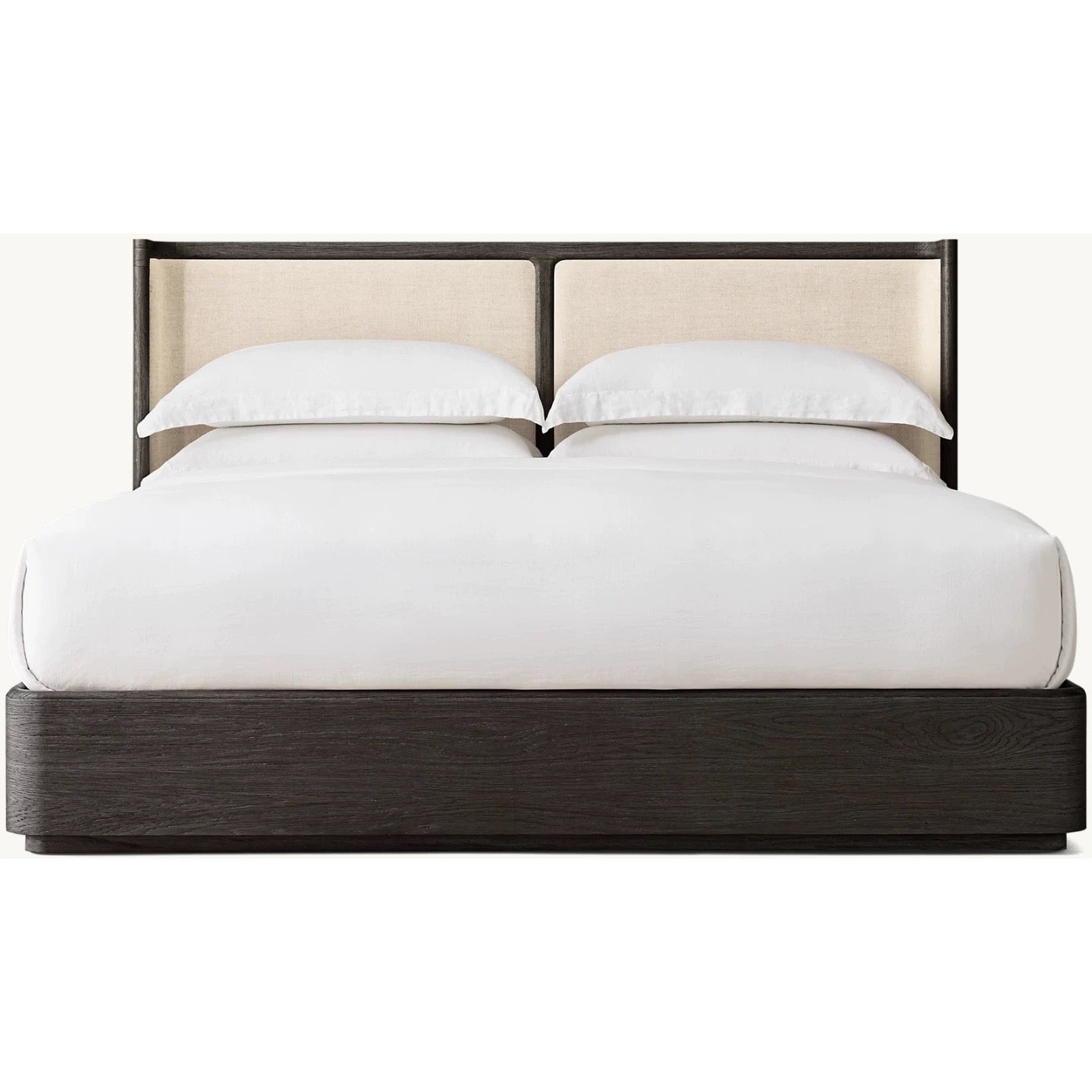 Dark Walnut Fluted Oak Platform Bed | HLMlgd9 - Beds