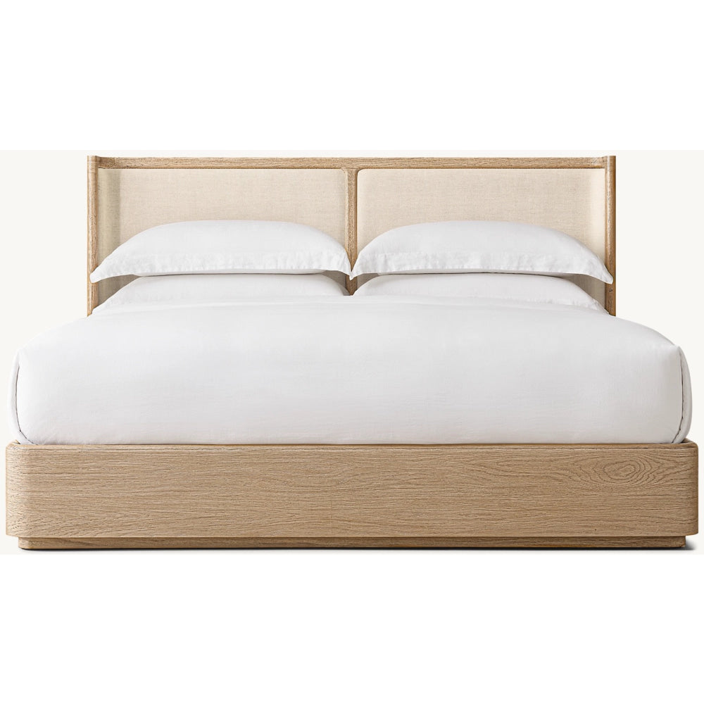 Dark Walnut Fluted Oak Platform Bed | HLMlgd9 - Beds