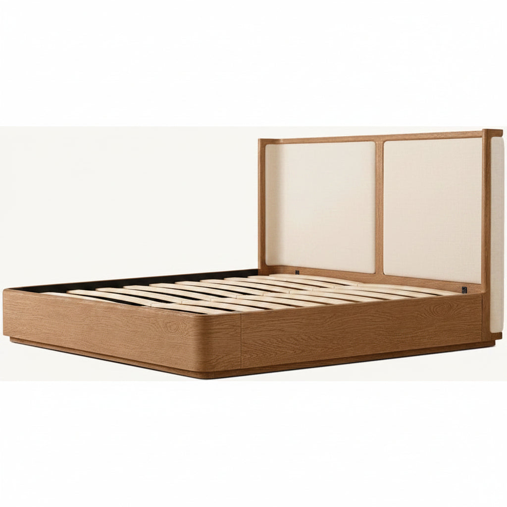 Dark Walnut Fluted Oak Platform Bed | HLMlgd9 - Beds