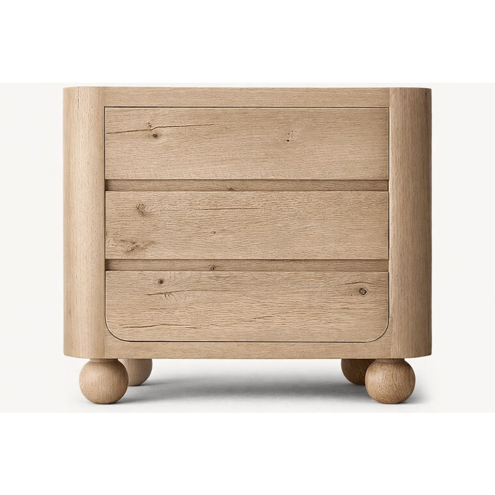 The Orbital Open Nightstand | Solid Oak & Three Drawers - Nightstands
