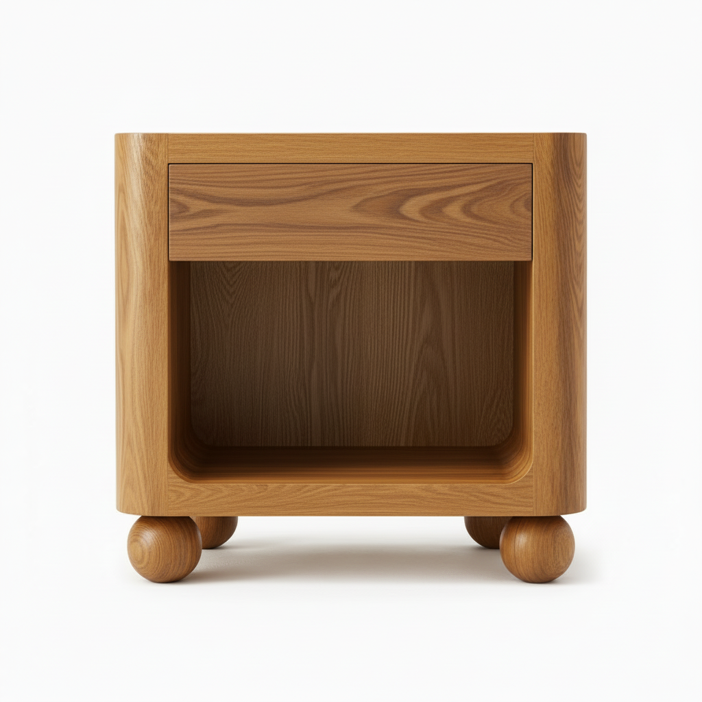 The Orbital Open Nightstand | Solid Oak & Single Drawer - Natural oak / 20’’ - Nightstands