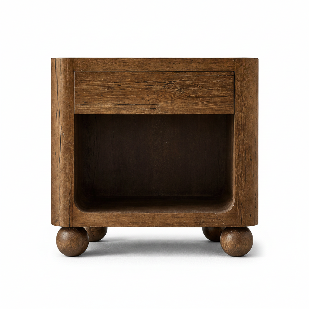 The Orbital Open Nightstand | Solid Oak & Single Drawer - Walnut / 20’’ - Nightstands