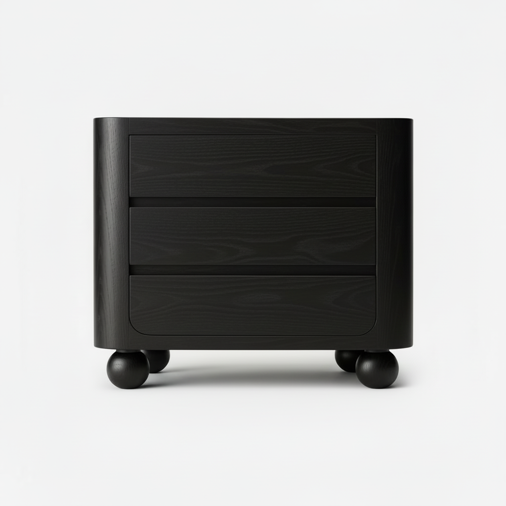The Orbital Open Nightstand | Solid Oak & Three Drawers - Black oak / 20’’ - Nightstands