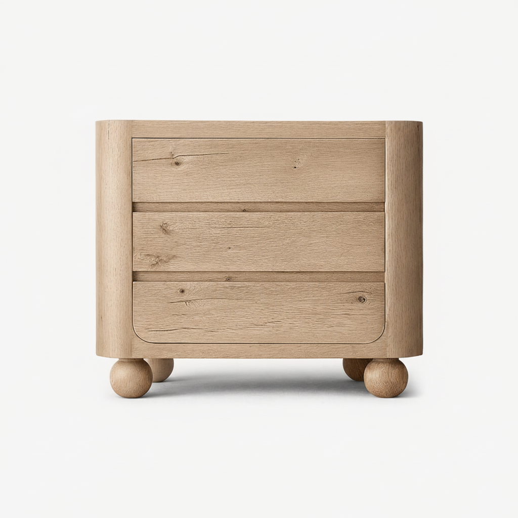 The Orbital Open Nightstand | Solid Oak & Three Drawers - Light oak / 20’’ - Nightstands