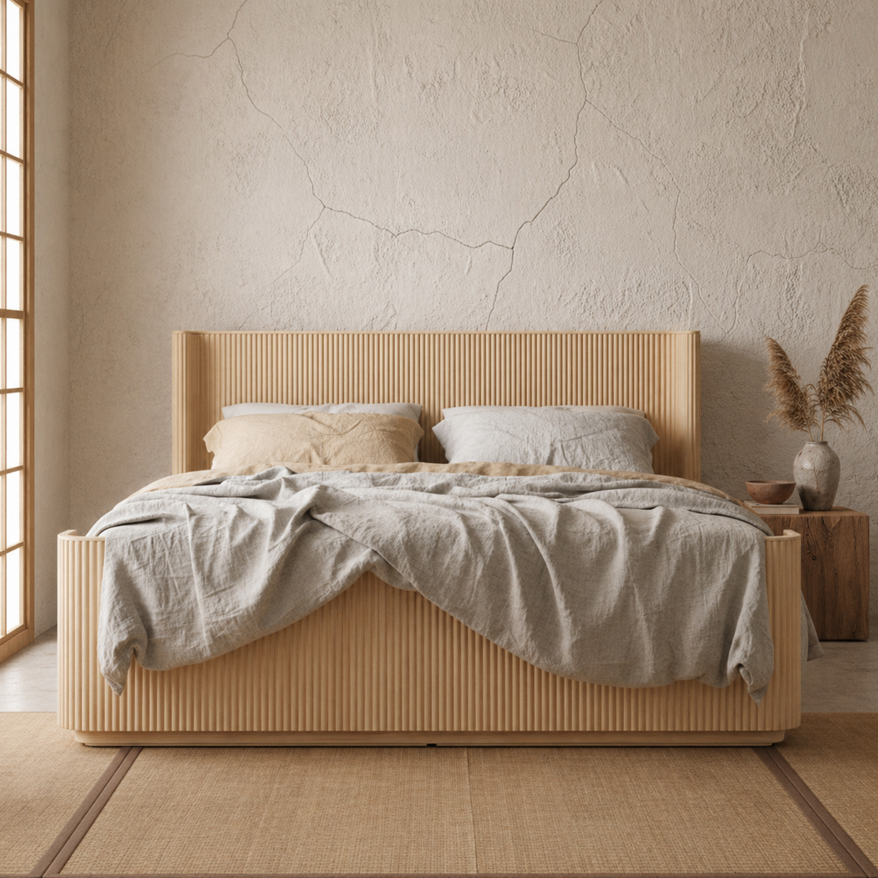 The Rilva Fluted Bed | Light Reeded Oak