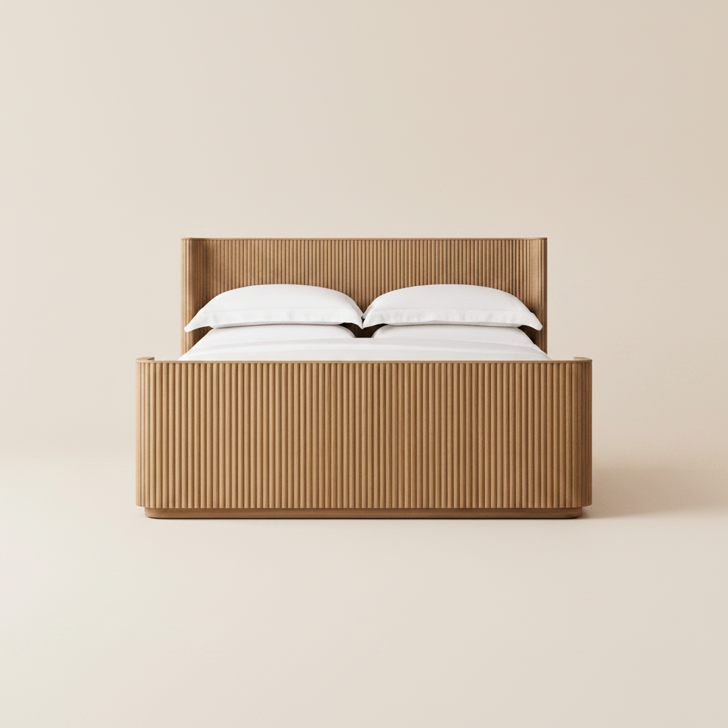 The Rilva Fluted Bed | Natural Reeded Oak