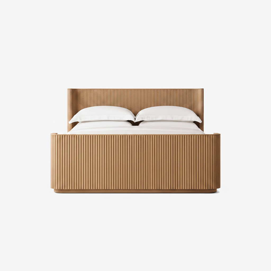 The Rilva Fluted Bed | Natural Reeded Oak