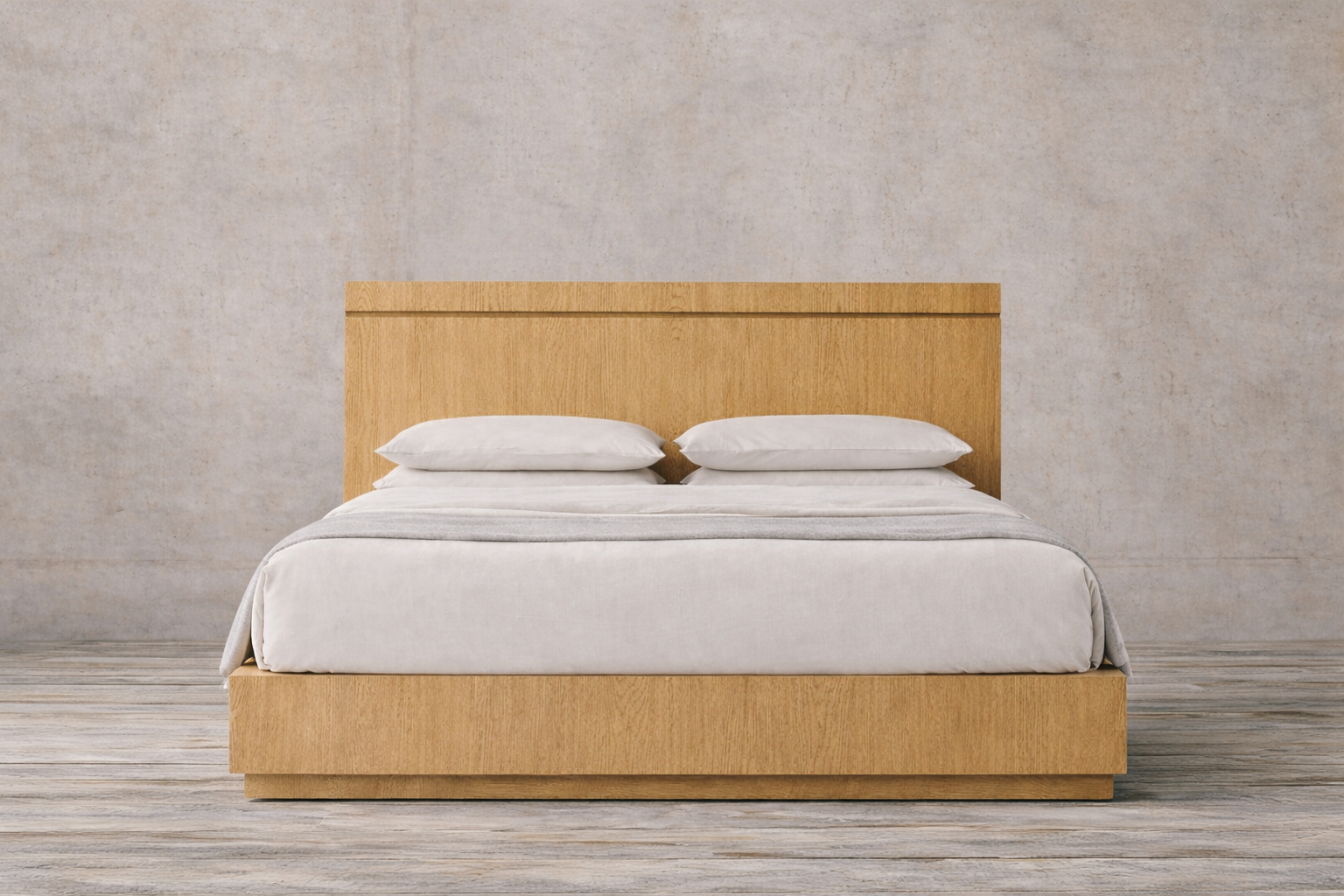 The Skarn Platform Wood Bed | Solid Light Oak