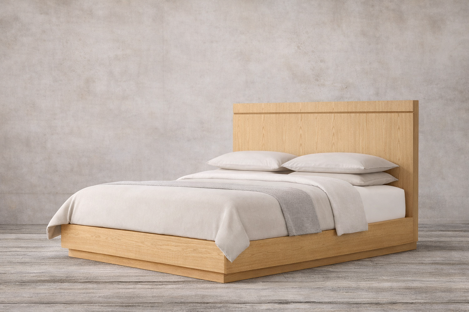 The Skarn Platform Wood Bed | Solid Light Oak