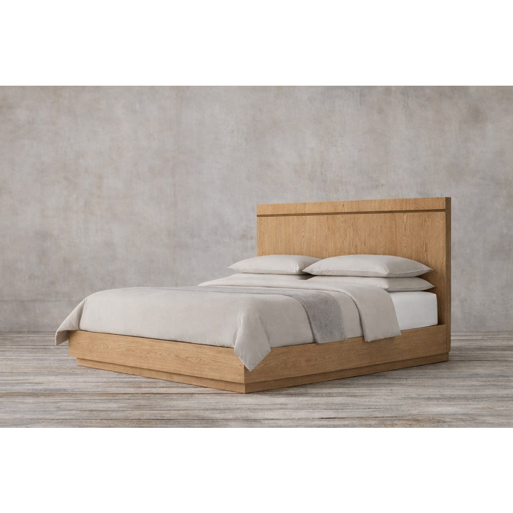 The Skarn Platform Wood Bed | Solid Natural Oak - Beds