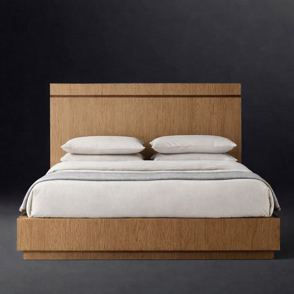 The Skarn Platform Wood Bed | Solid Natural Oak - Beds