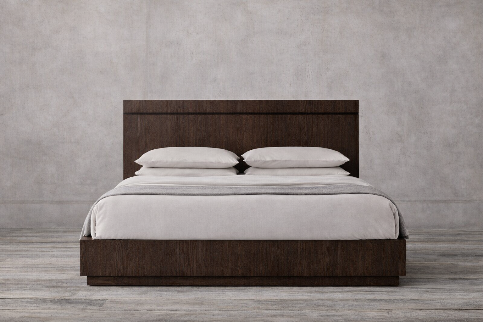 The Skarn Platform Wood Bed | Solid Oak Walnut Finish