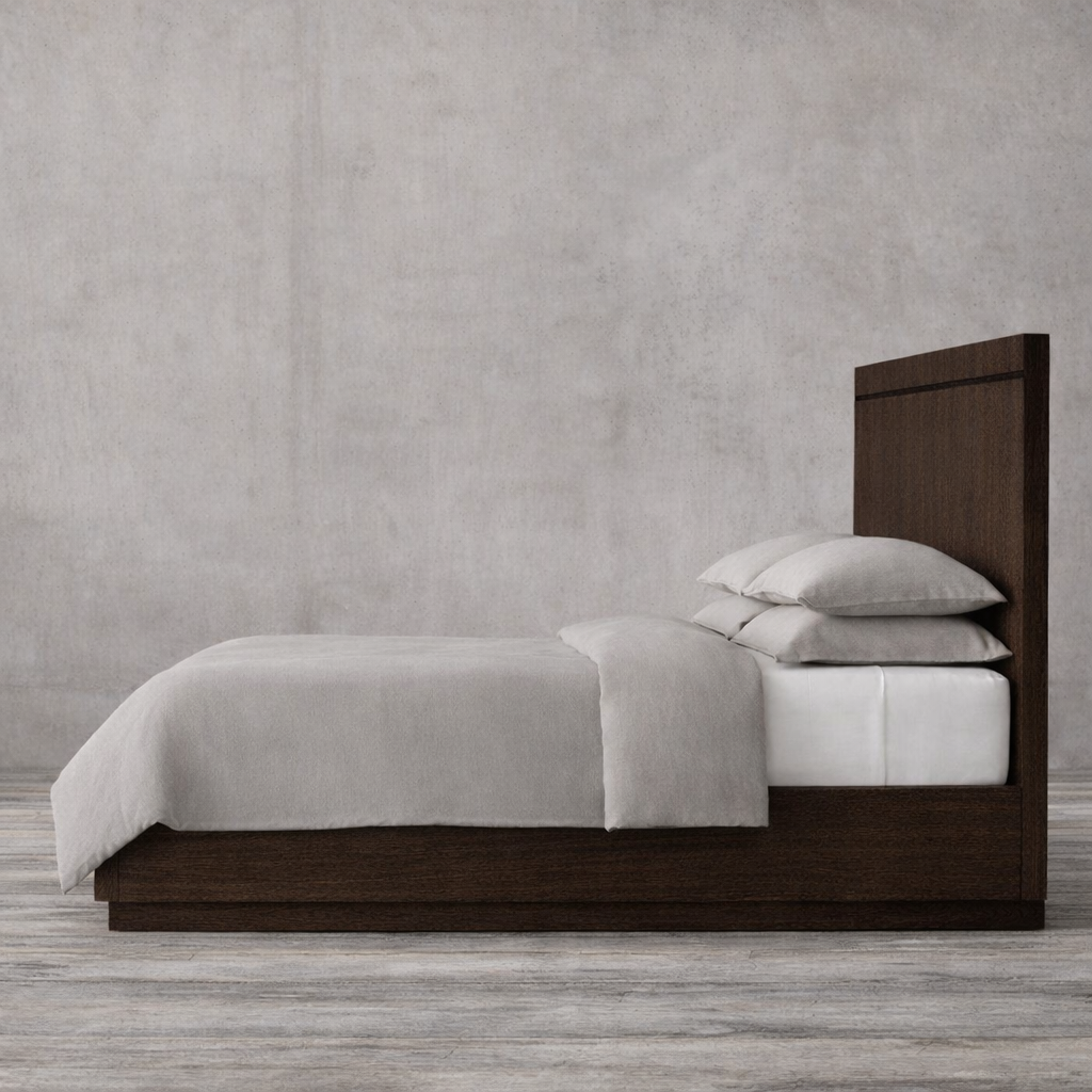 The Skarn Platform Wood Bed | Solid Oak Walnut Finish