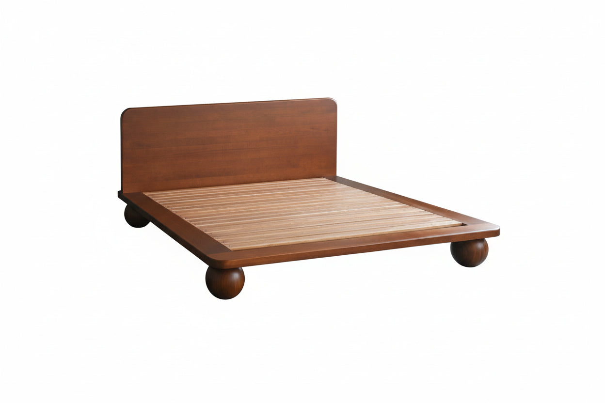 Modern Solid Wood Platform Bed Frame | Japandi Minimalism Bedroom Queen & King Size Beds