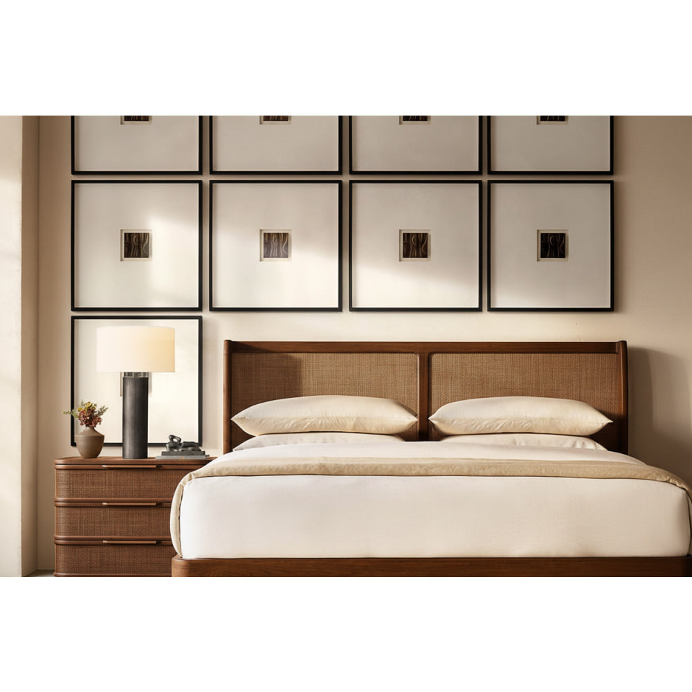 The Woven Oak Platform Bed | Light Walnut | HLMPRJP33 - Beds