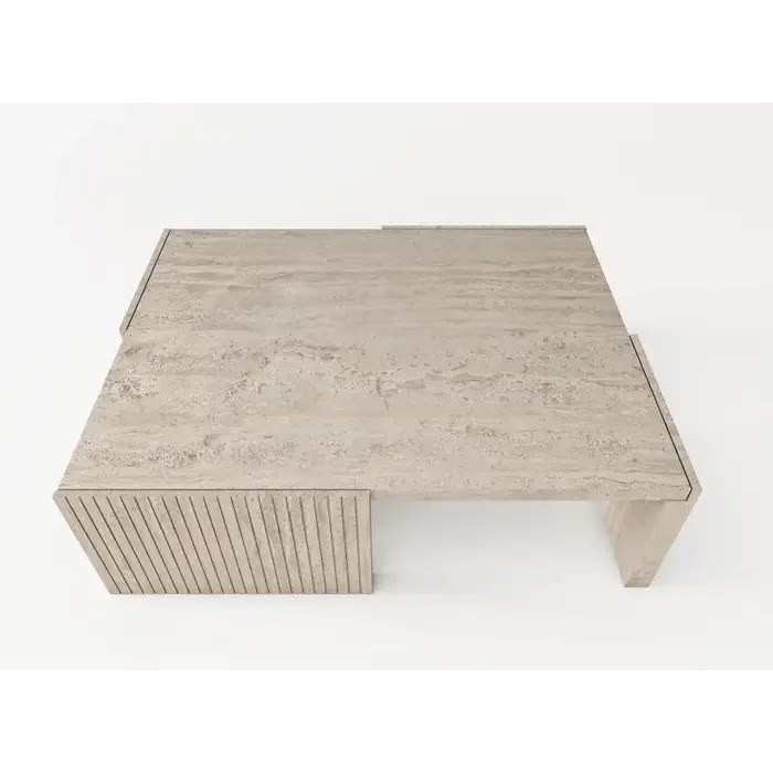 Modern Travertine Coffee Table – Minimalist Living Room Centerpiece