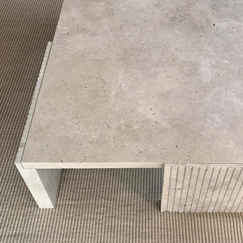 Modern Travertine Coffee Table – Minimalist Living Room Centerpiece