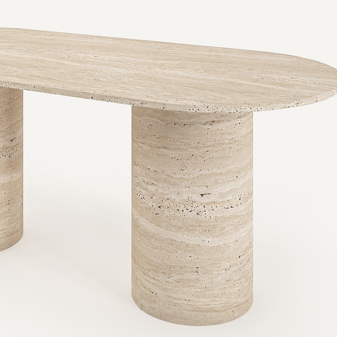 Contemporary Oval Travertine Dining Table – Minimalist Stone Design for Luxury Interiors