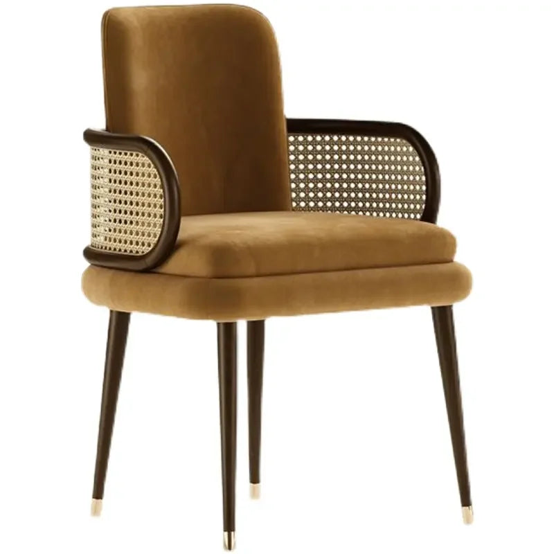 Cannage Dining Chair with Velvet Cushion | Luxury Room Interior