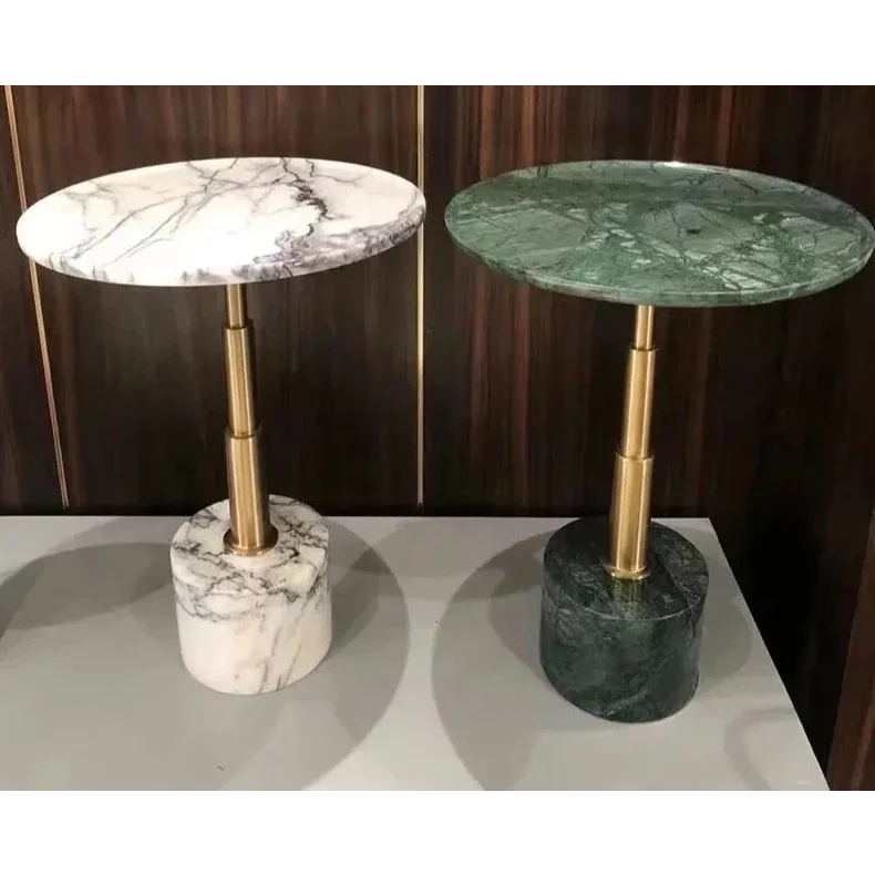 Modern Green Marble Side Table with Gold Metal Base – Luxury Accent for Living Room or Bedroom