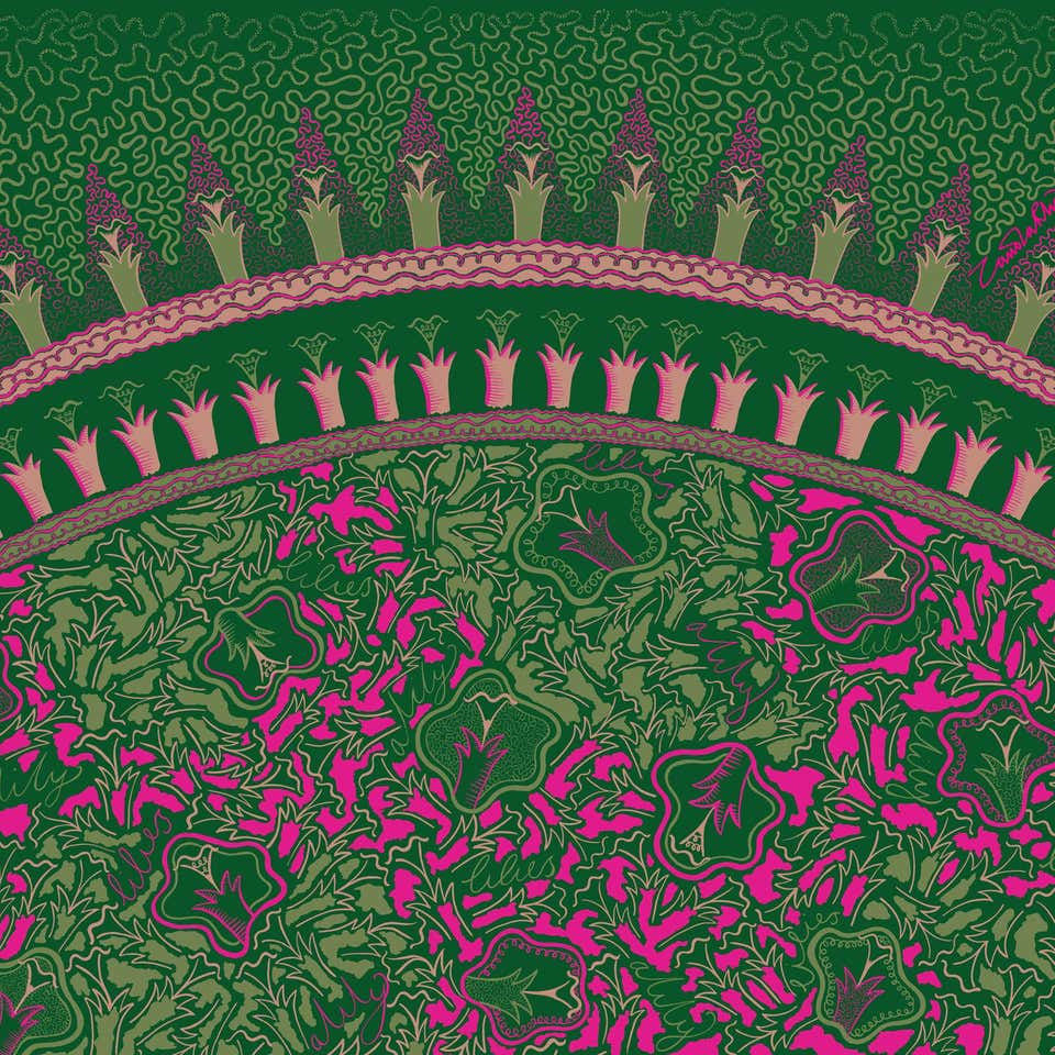 Bed with Bold Floral Pattern Handcrafted Statement Headboard and Frame Luxury Designer Bedroom Furniture