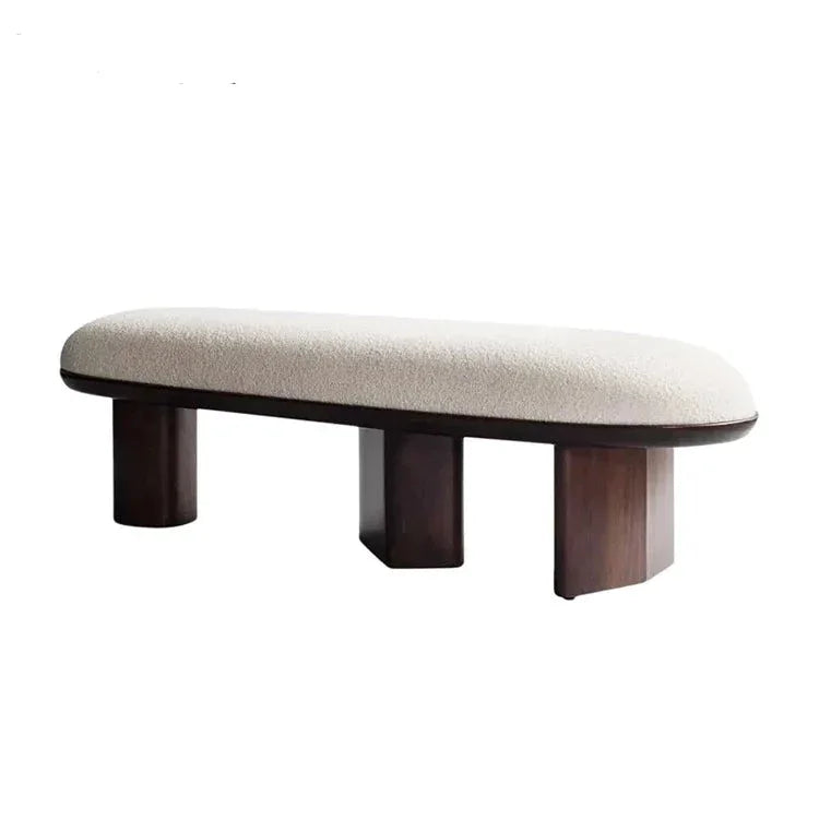 Modern Upholstered Bench with Wood Base | Japandi Interiors